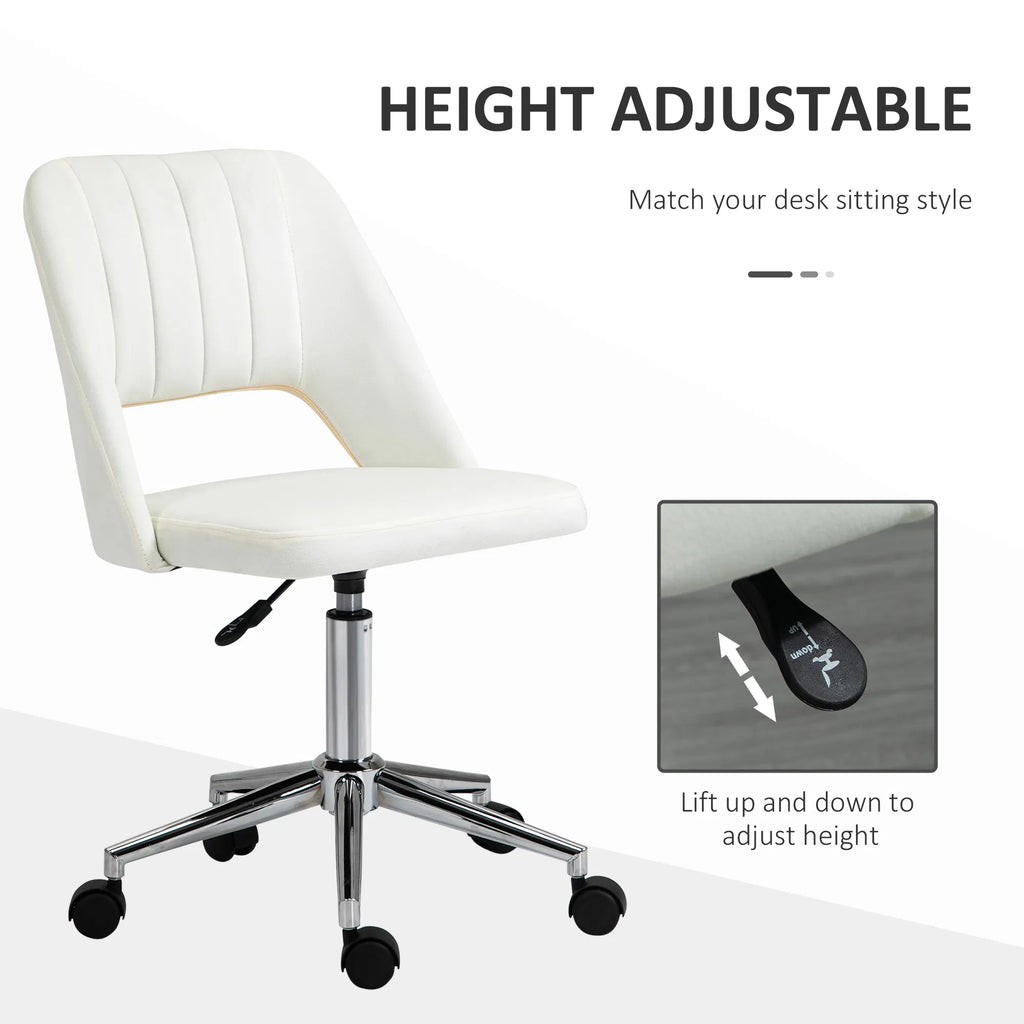 Mid Back Office Chair Velvet Fabric Swivel Scallop Shape Computer Desk Chair - Image 4
