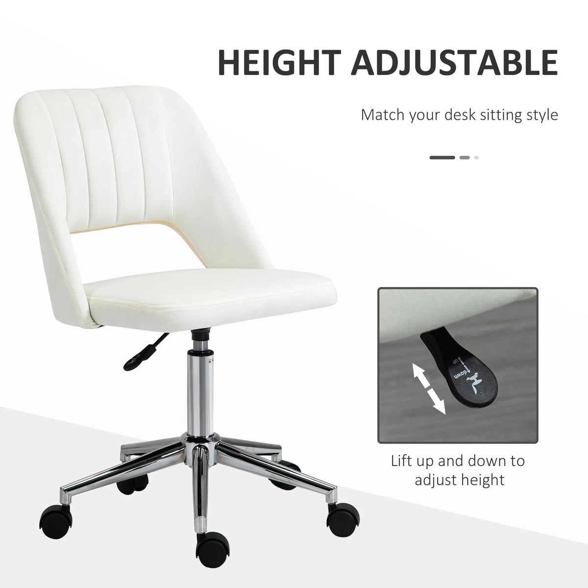 Mid Back Office Chair Velvet Fabric Swivel Scallop Shape Computer Desk Chair - Image 4
