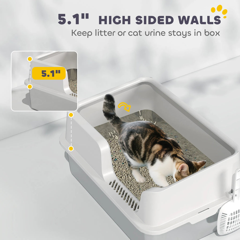 Stainless Steel Cat Litter Box with Lid with Scoop High Sided Non Stick & - Image 3