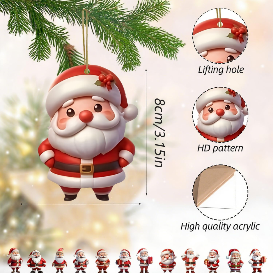 12 Pcs Christmas Tree Ornaments Funny Cartoon Santa Claus Designs Xmas Tree - Image 4
