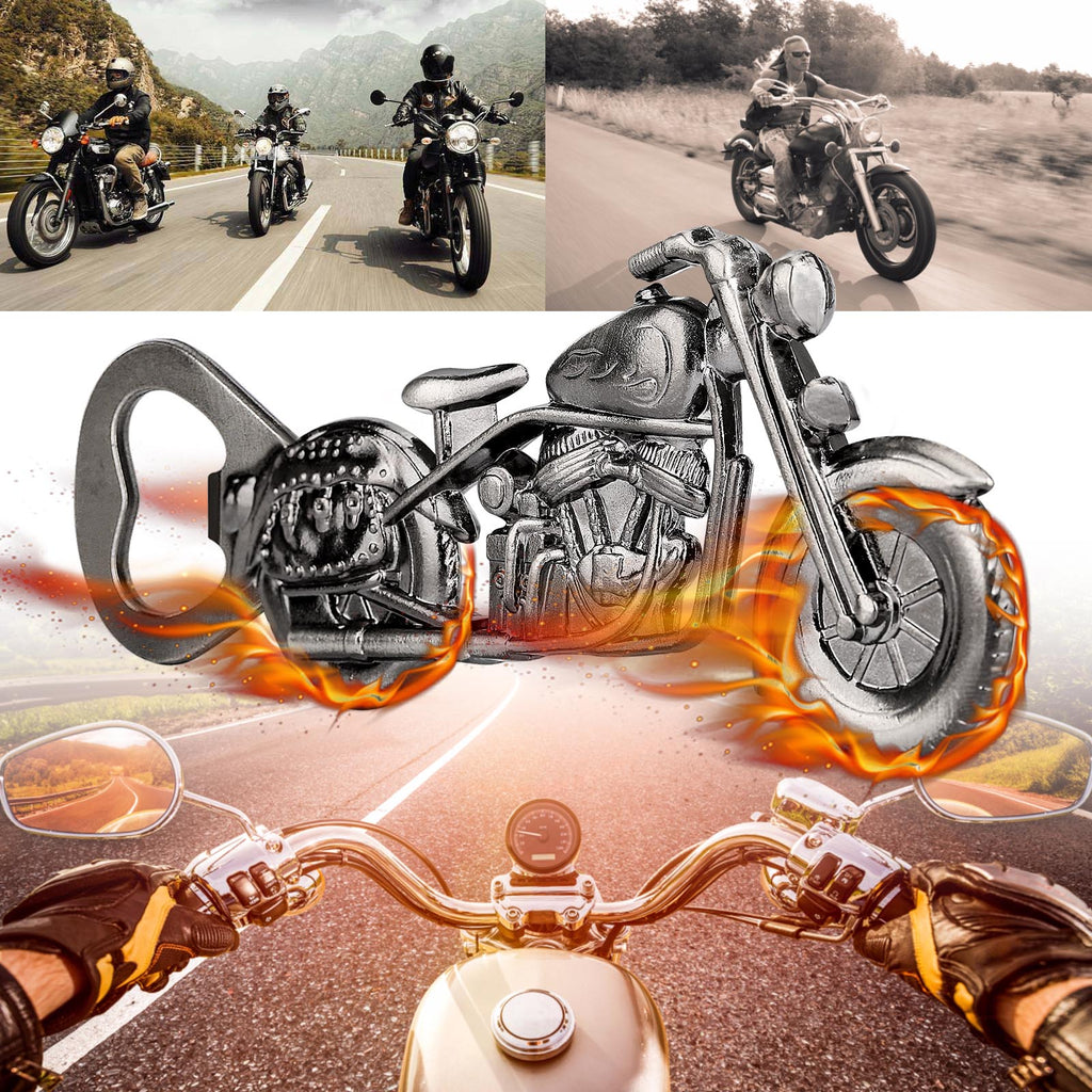 Old Style Motorcycle Beer Bottle Opener Black Gift Box With Greeting Card - Image 2