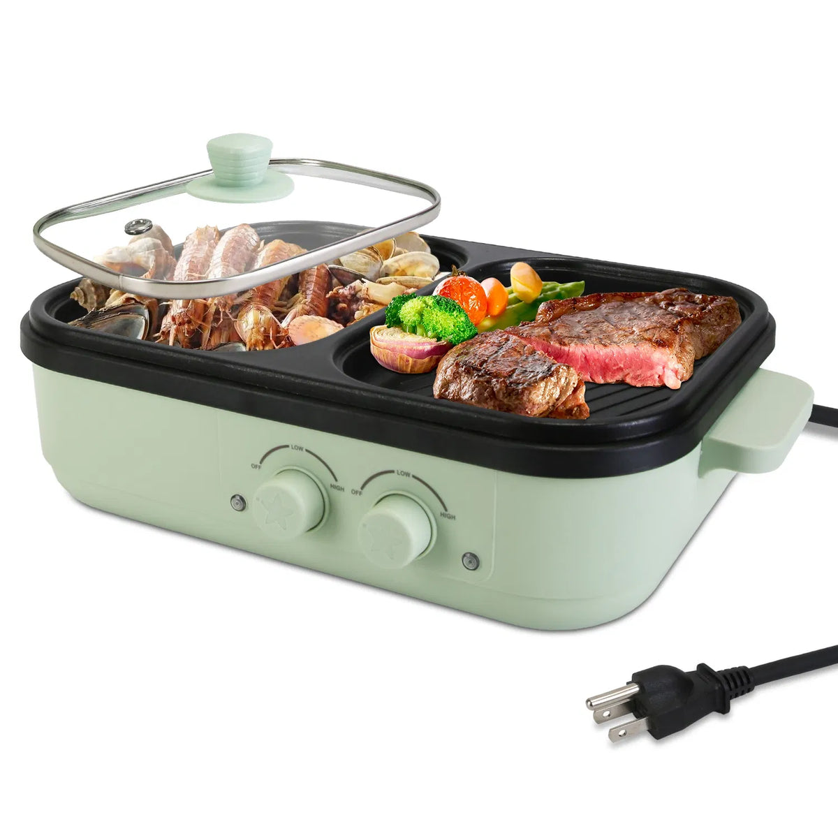 Electric Hot Pot with Grill 2 in 1 Hot Pot and Frying Pan Portable Non Stick - Image 5