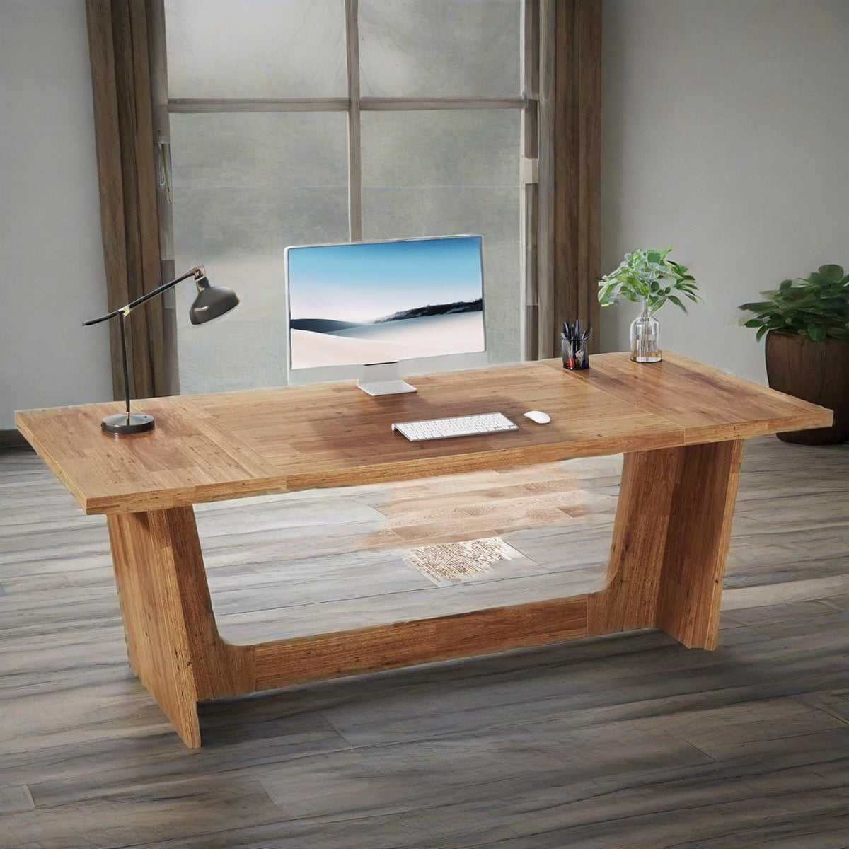71in Walnut Executive Desk with Wide Work Surface