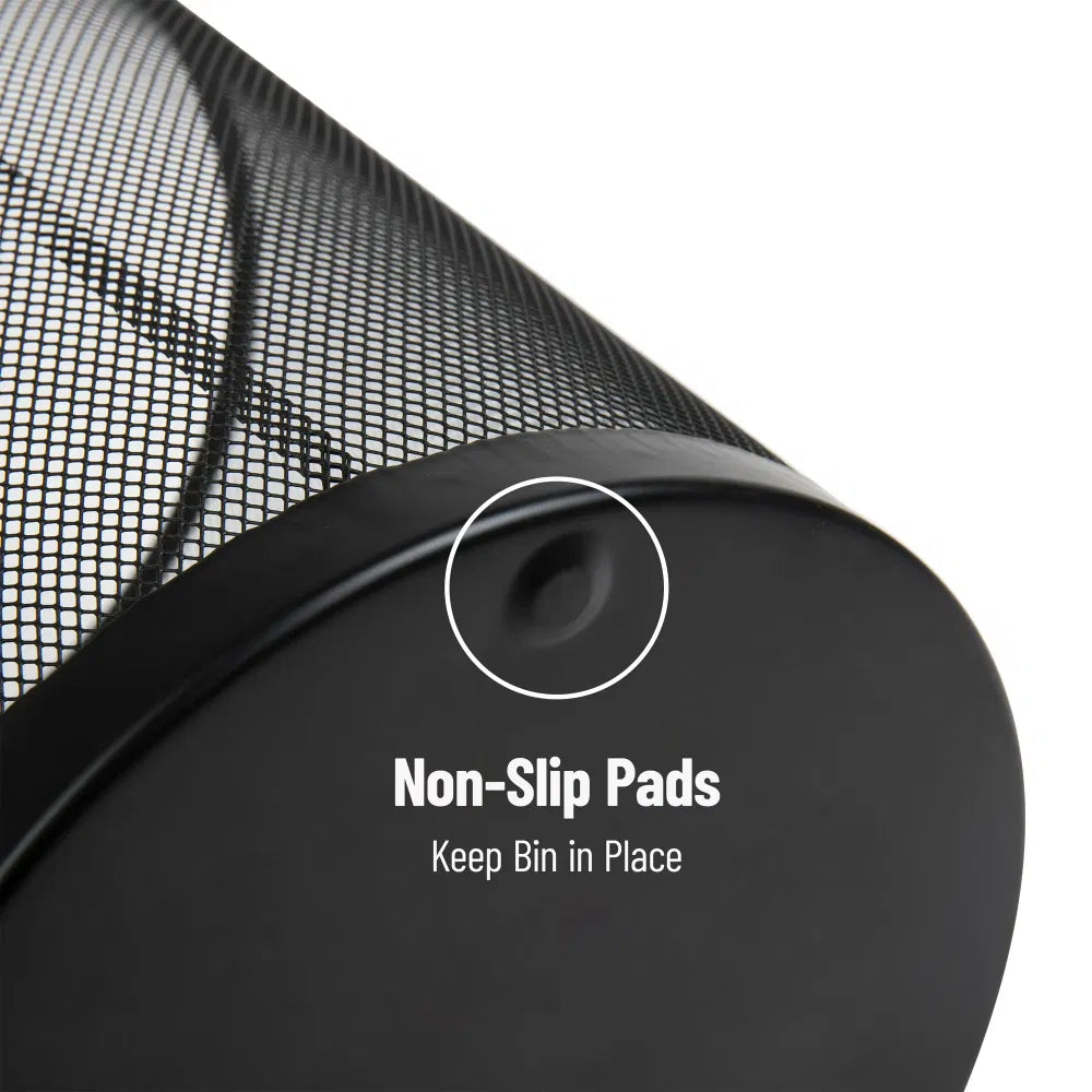 Mesh Trash Can Set of 3 Waste Paper Basket Metal 11.5"L x 11.5"W x 13.75"H Black - Image 5