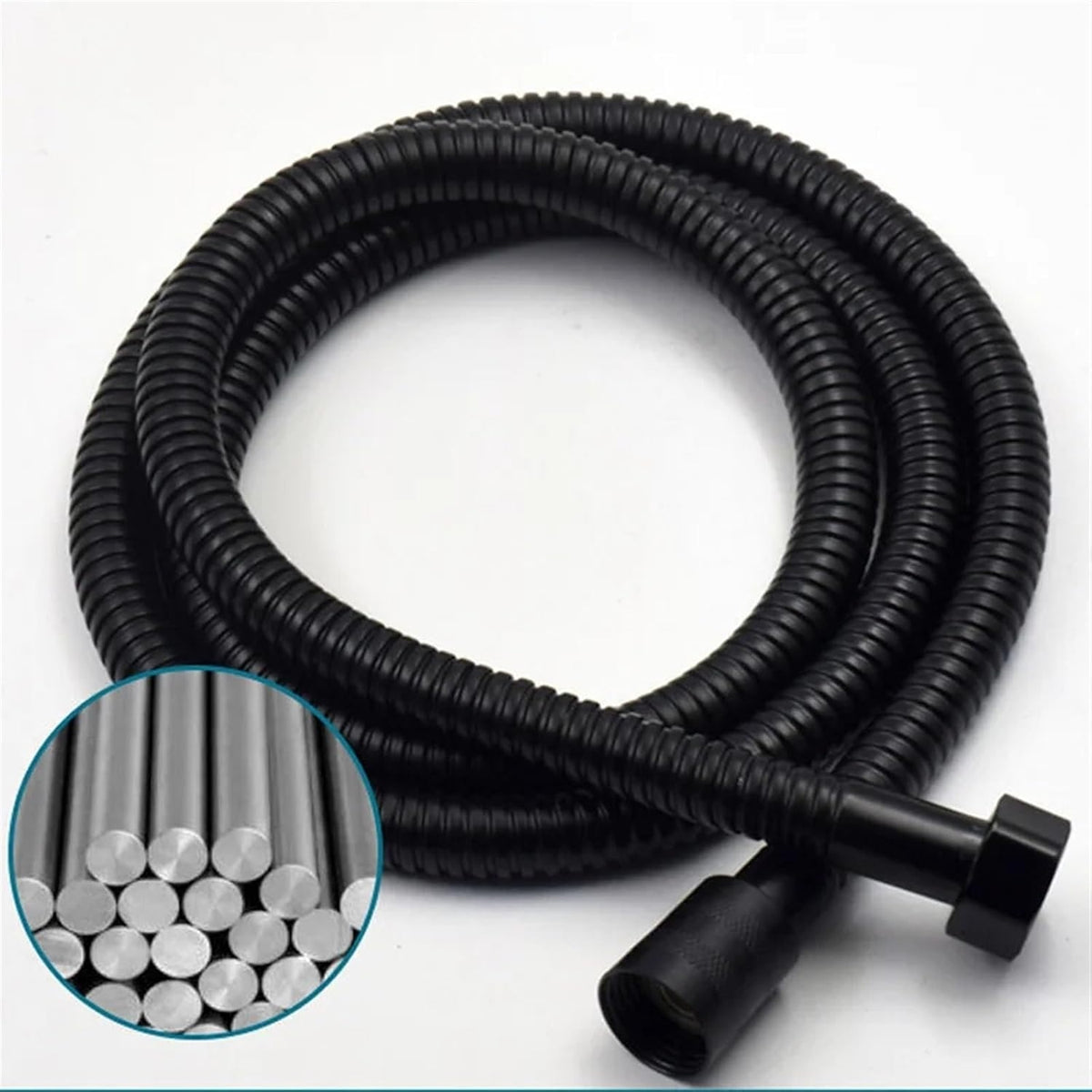 1.5M Black Shower Hose Stainless Steel 201 Flexible Shower Head Hose With - Image 3