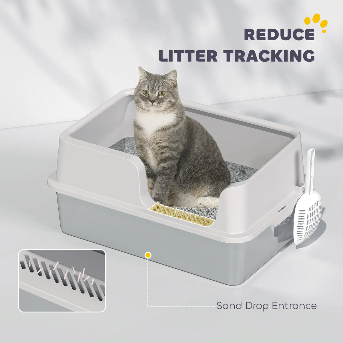 Stainless Steel Cat Litter Box with Lid with Scoop High Sided Non Stick & - Image 4