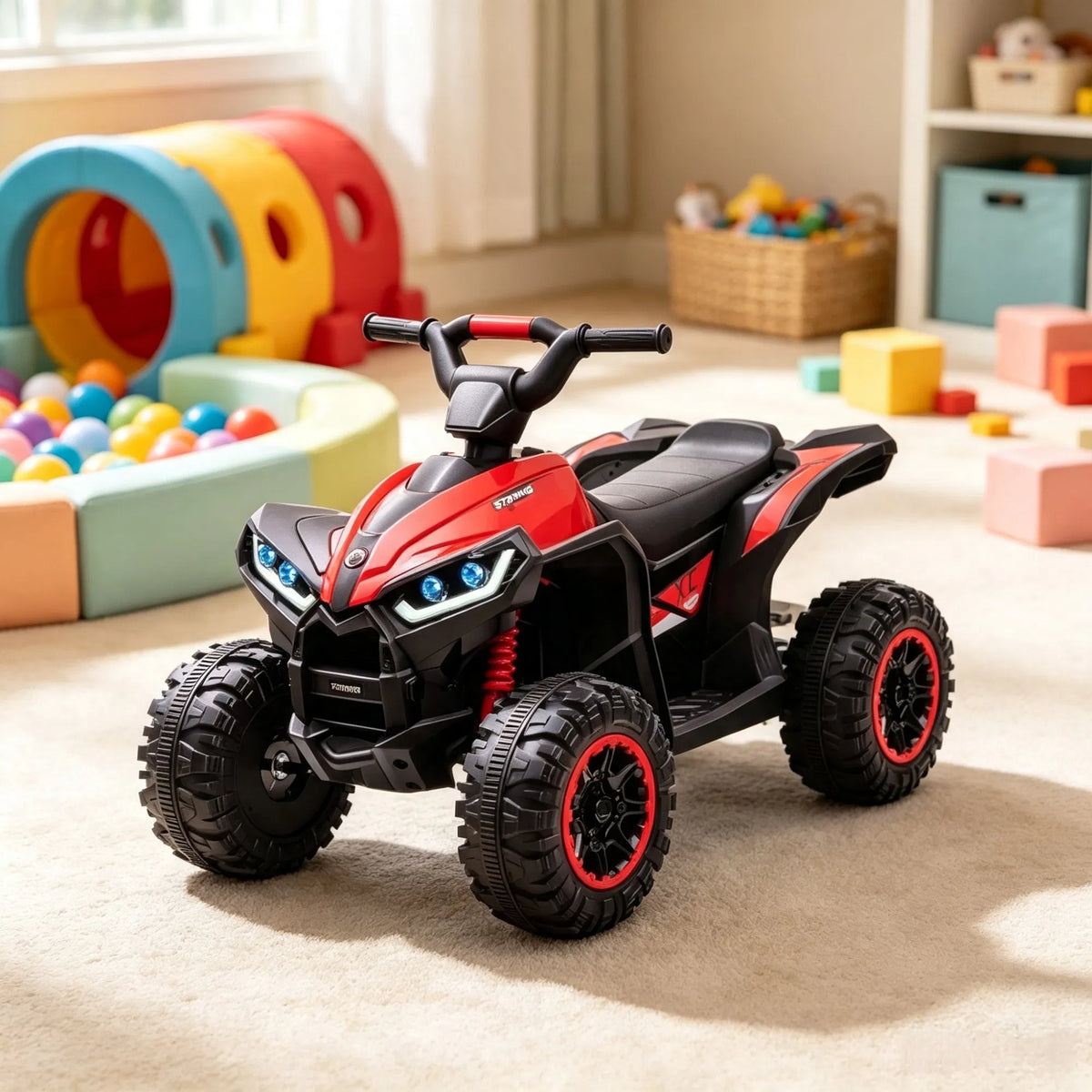 Red 12V Kids Electric ATV Quad Car with Forward/Reverse Music for 3+ Years Old - Image 3