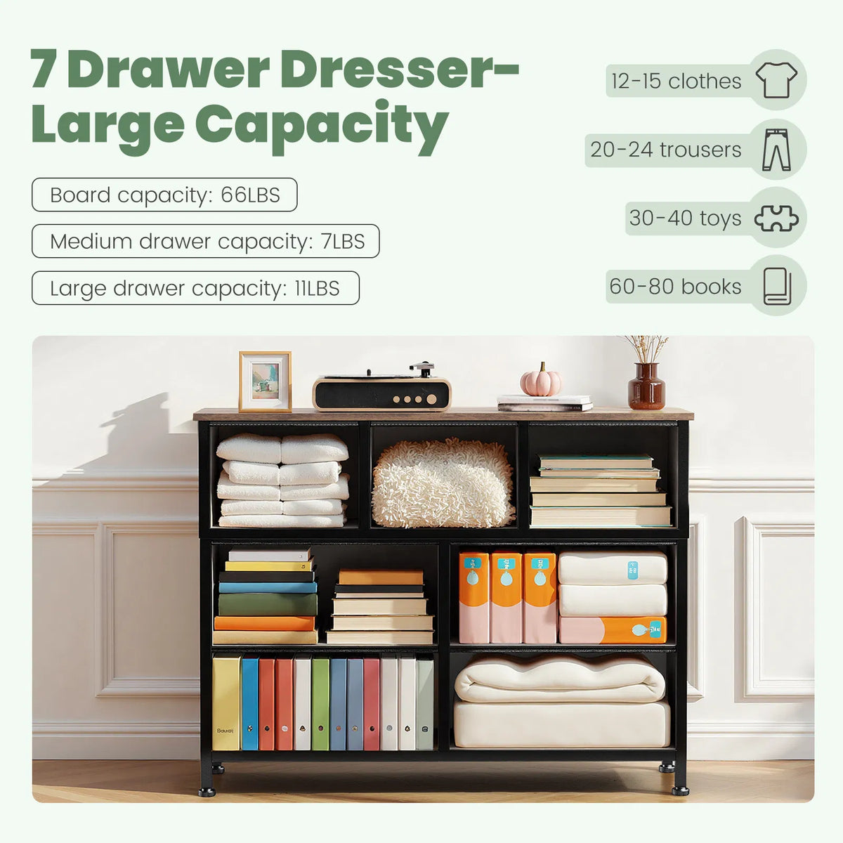 Dresser Bedside table with a movable fabric box sturdy steel framed wooden - Image 5