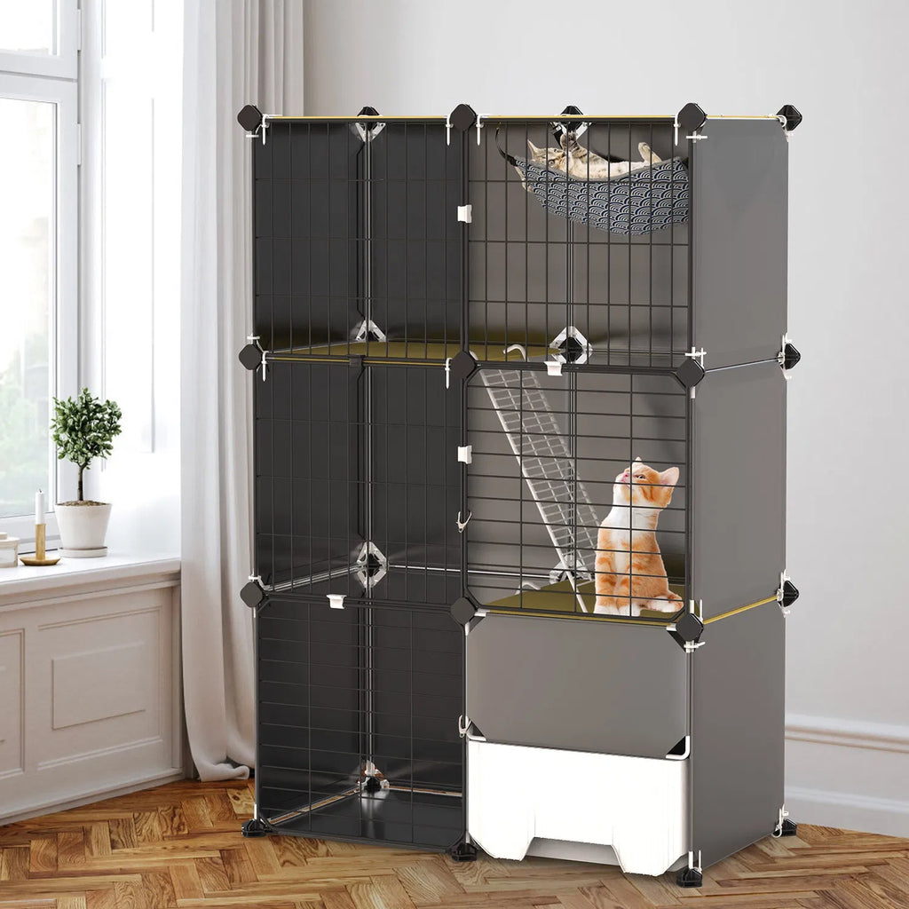 1Pc 3 Tier Cat Cage Indoor with Litter Box Hammock Detachable Metal Wire Cat - Image 3