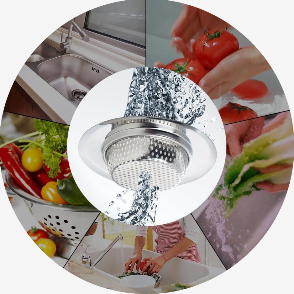 Fengbao 2 Piece Stainless Steel Kitchen Sink Strainer 4.5 Large Wide Rim Drain - Image 2