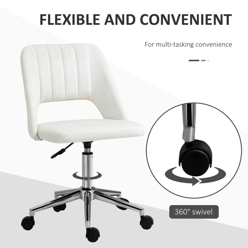 Mid Back Office Chair Velvet Fabric Swivel Scallop Shape Computer Desk Chair