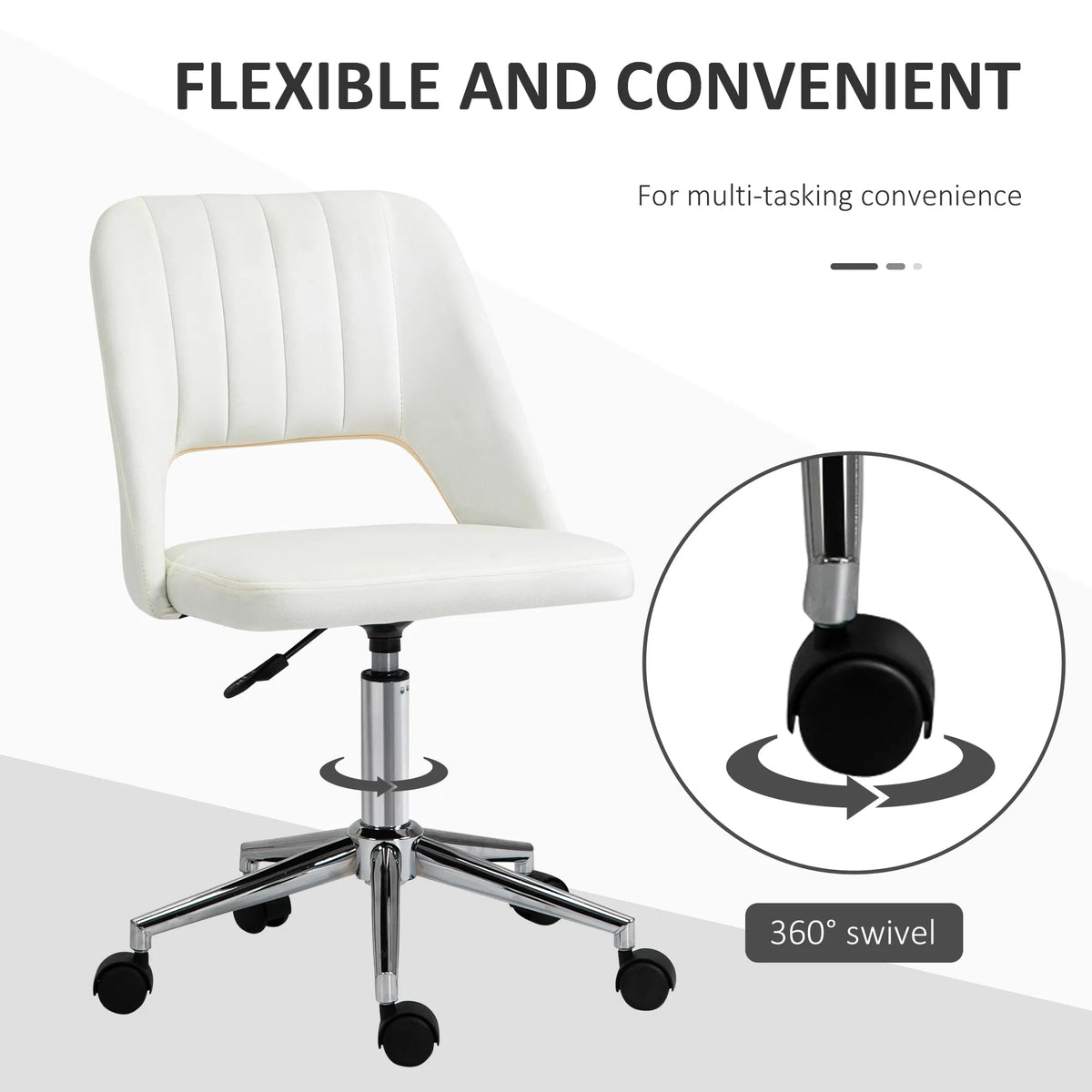Mid Back Office Chair Velvet Fabric Swivel Scallop Shape Computer Desk Chair