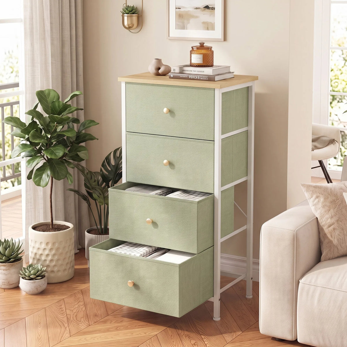 4 drawer storage cabinet suitable for bedrooms living rooms and wardrobes - Image 3