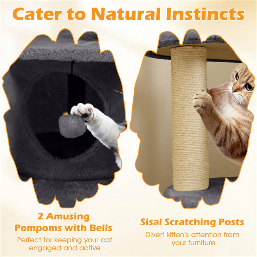 40" Multi Level Cat Tree for Munchkin & Old Cats Stable Wide Base Soft