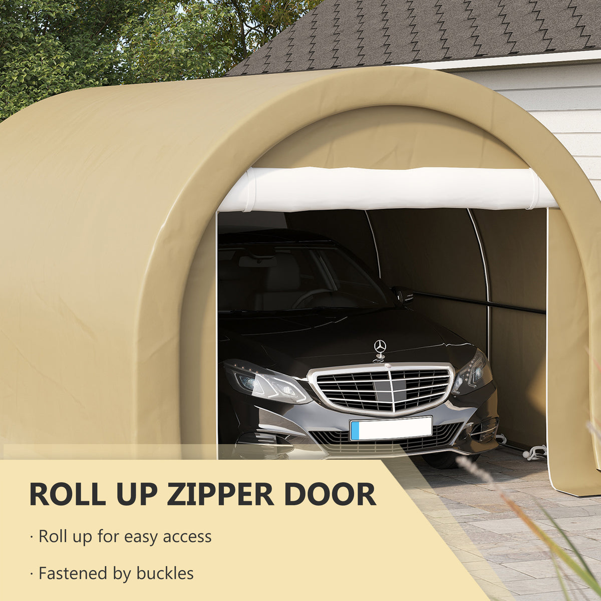 10 x 16 Carport Heavy Duty Portable Garage Storage Tent with Large Zippered - Image 3