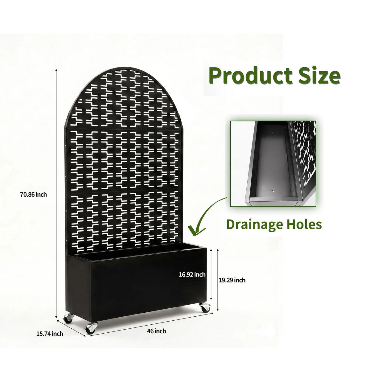 Arched Decorative Privacy Screen with Planter Box 70.87" Tall Metal - Image 3
