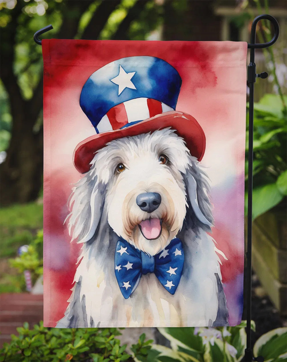 Old English Sheepdog Patriotic American Garden Flag Mailbox Flag Decorative - Image 3