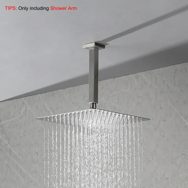Shower Arm With Flange 1/2 NPT Tapered Threads Rain Shower Head Arm Ceiling - Image 4