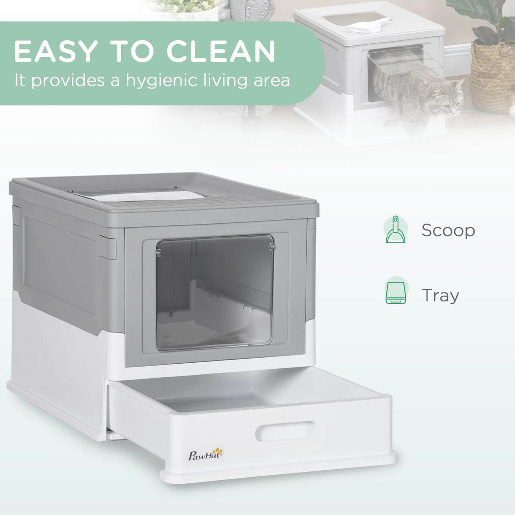 Top Entry Enclosed Kitty Litter Box with Scoop Tray Front Entry Large Space - Image 2