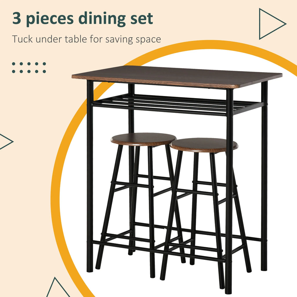3 Piece Counter Height Bar Table Set with 1 Table 2 Matching Stools Dining - Image 5