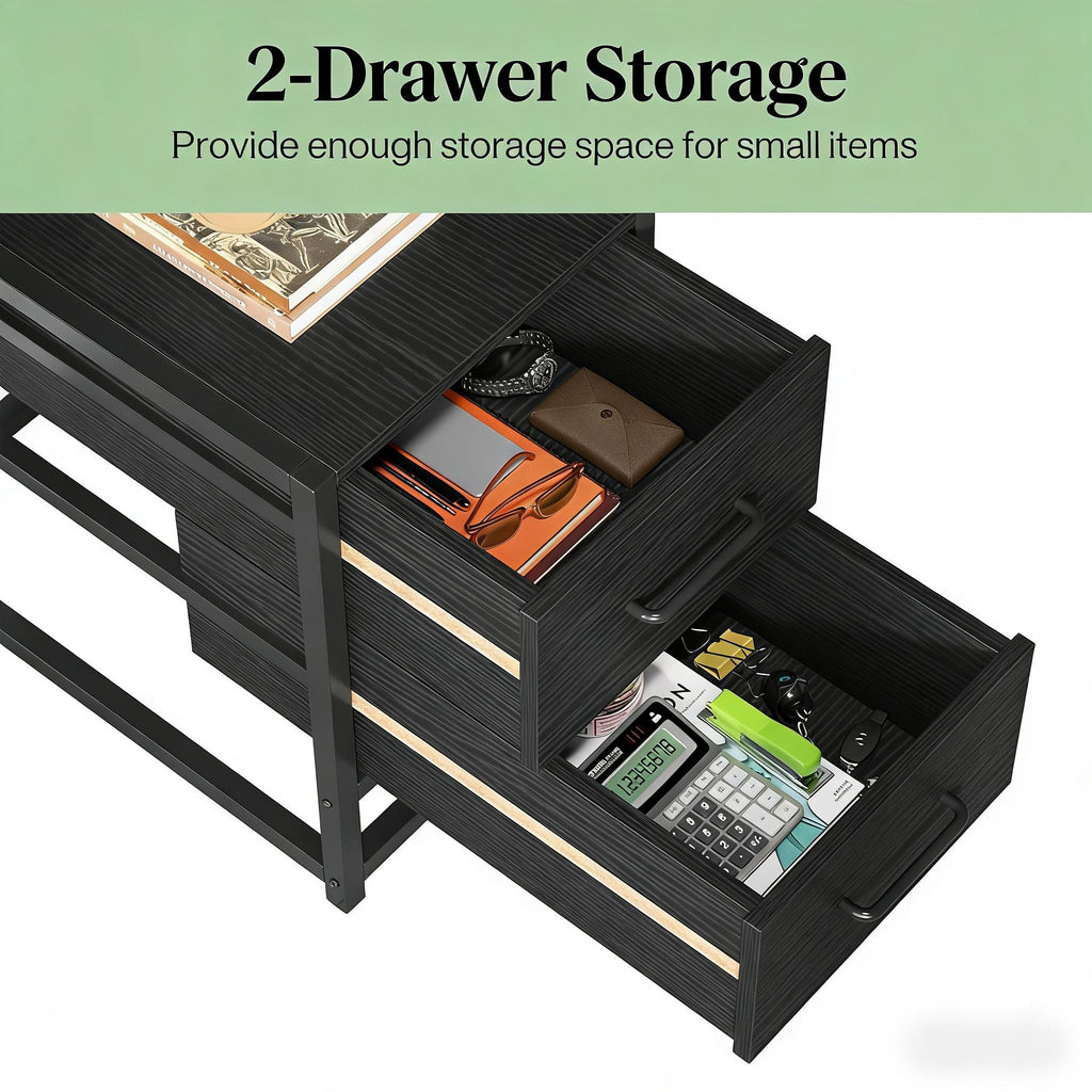 Tall Home Office Desk with Hutch, Shelves and Drawers