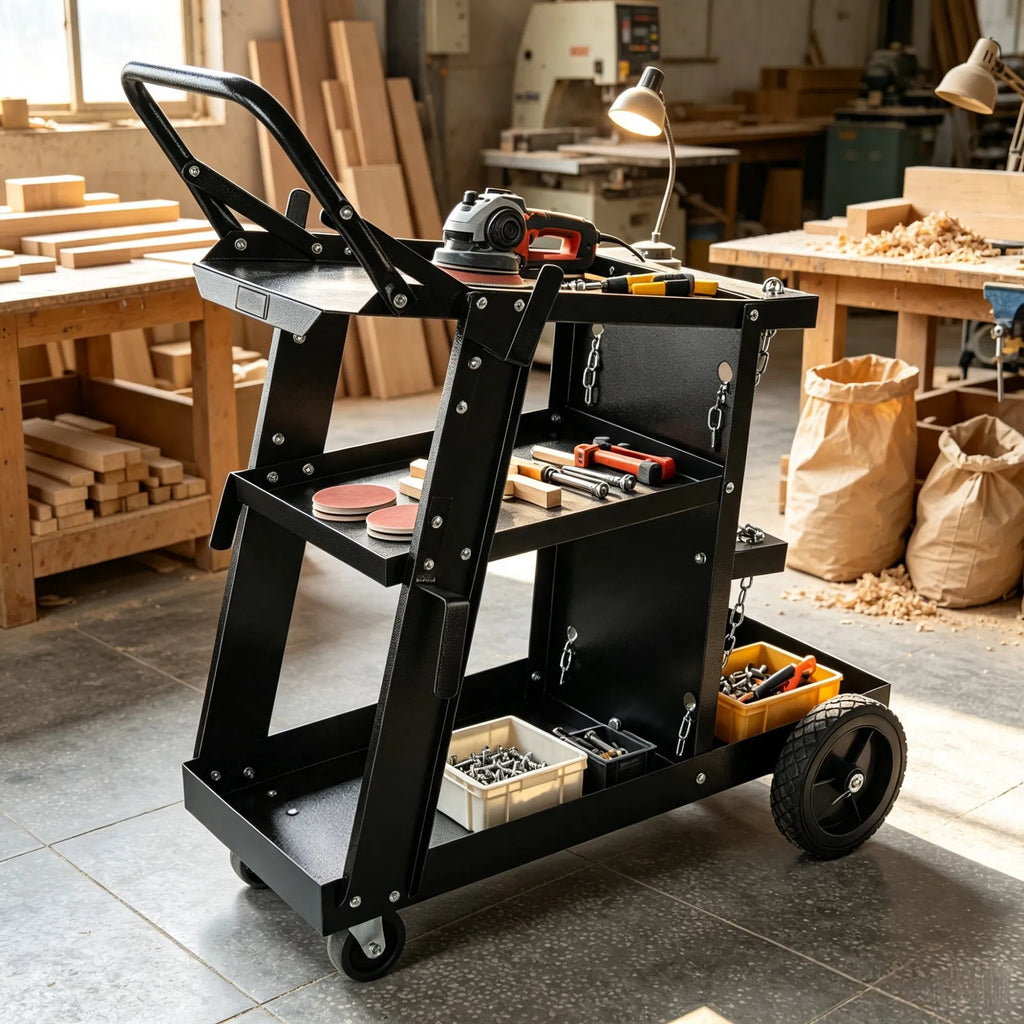 Heavy Duty Welding Cart 3 Tier 400 Lbs Rolling Welder Cart with 360 Swivel - Image 2