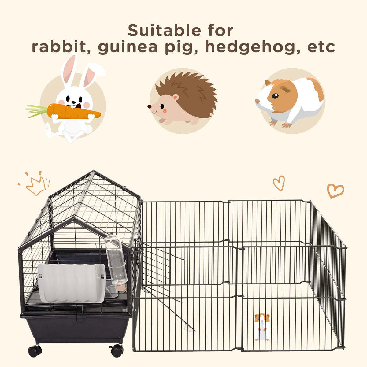 Metal Small Animal Cage Rabbit Cage for Guinea Pig Chinchilla Hedgehog Bunny