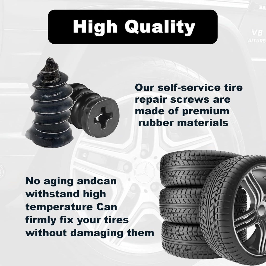 60Pcs Tire Repair Rubber Nail Rubber Screw Tire Plugs Repair Nail Kit Tires