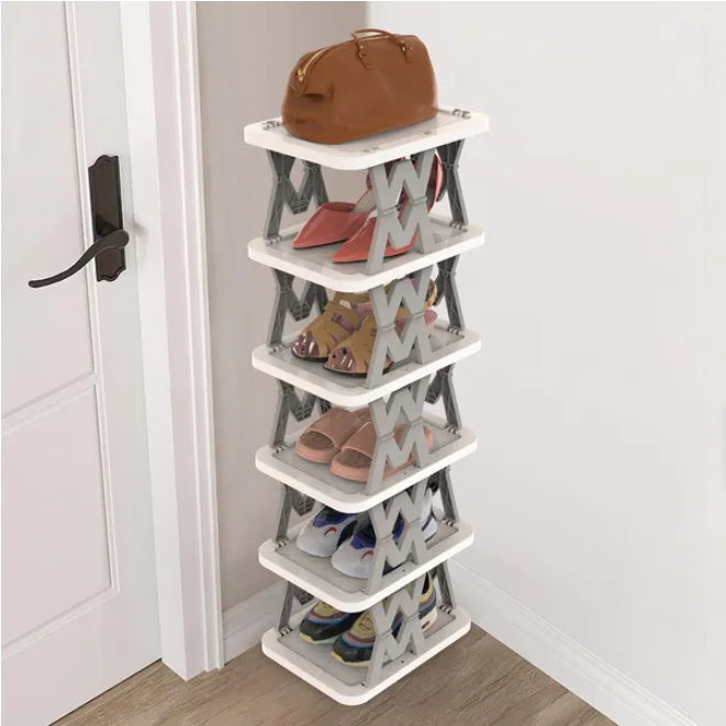tier foldable shoe rack vertical main view