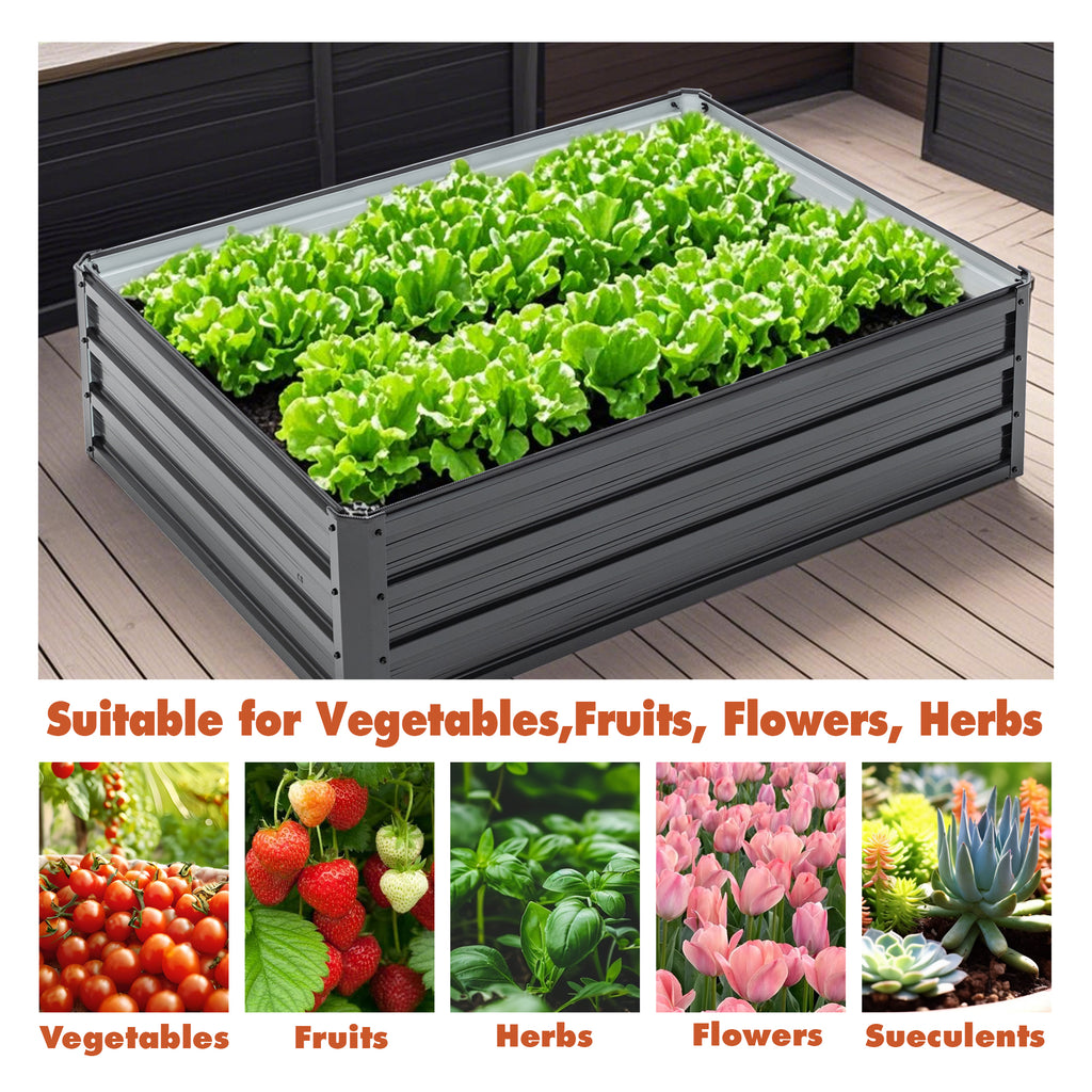 4x3x1ft Metal Raised Garden Bed Deep Root Outdoor Galvanized Planter Box Patio - Image 3