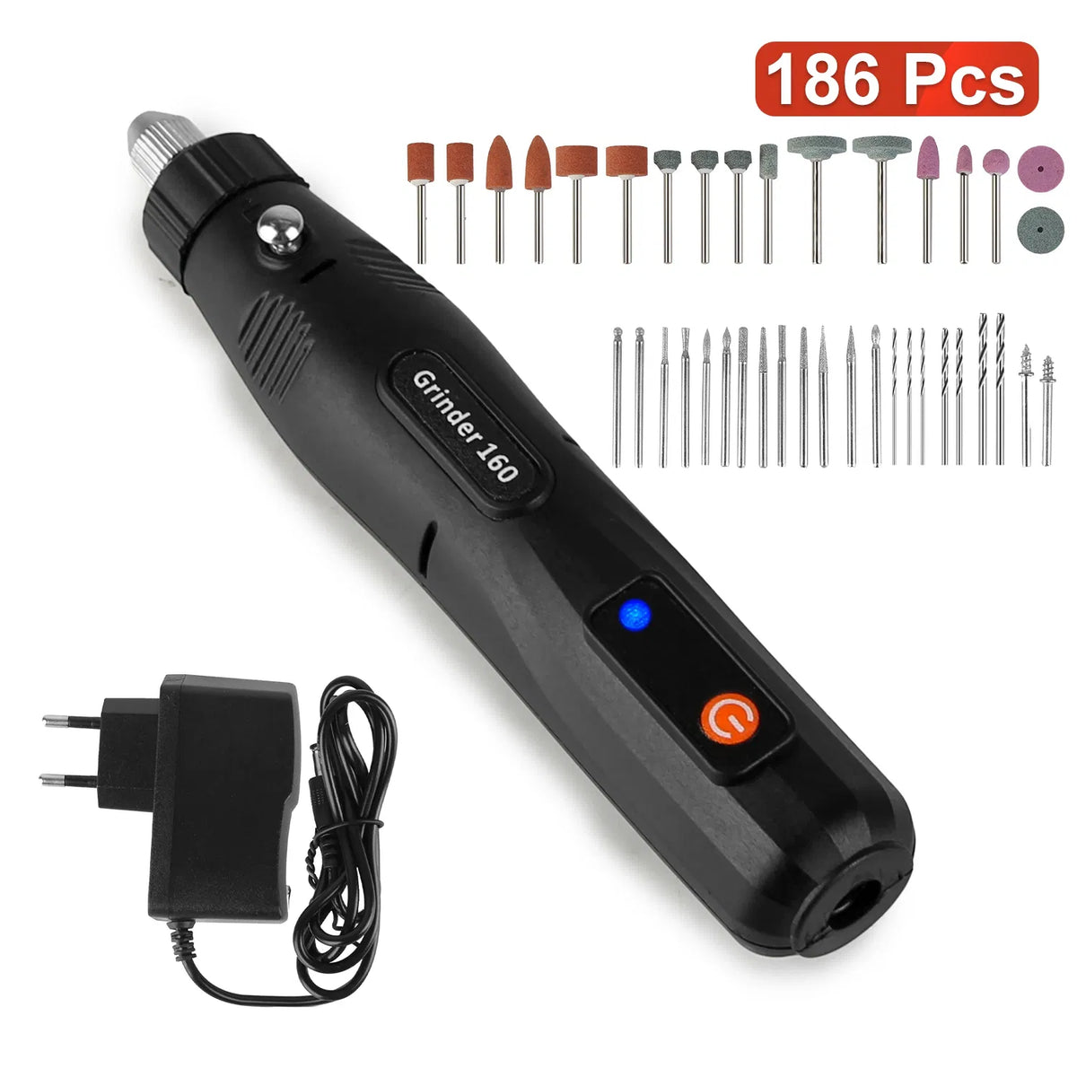 Mini Corded Rotary Power Tool Set of 186Pcs Electric Detail Sander Grinding Pen - Image 2