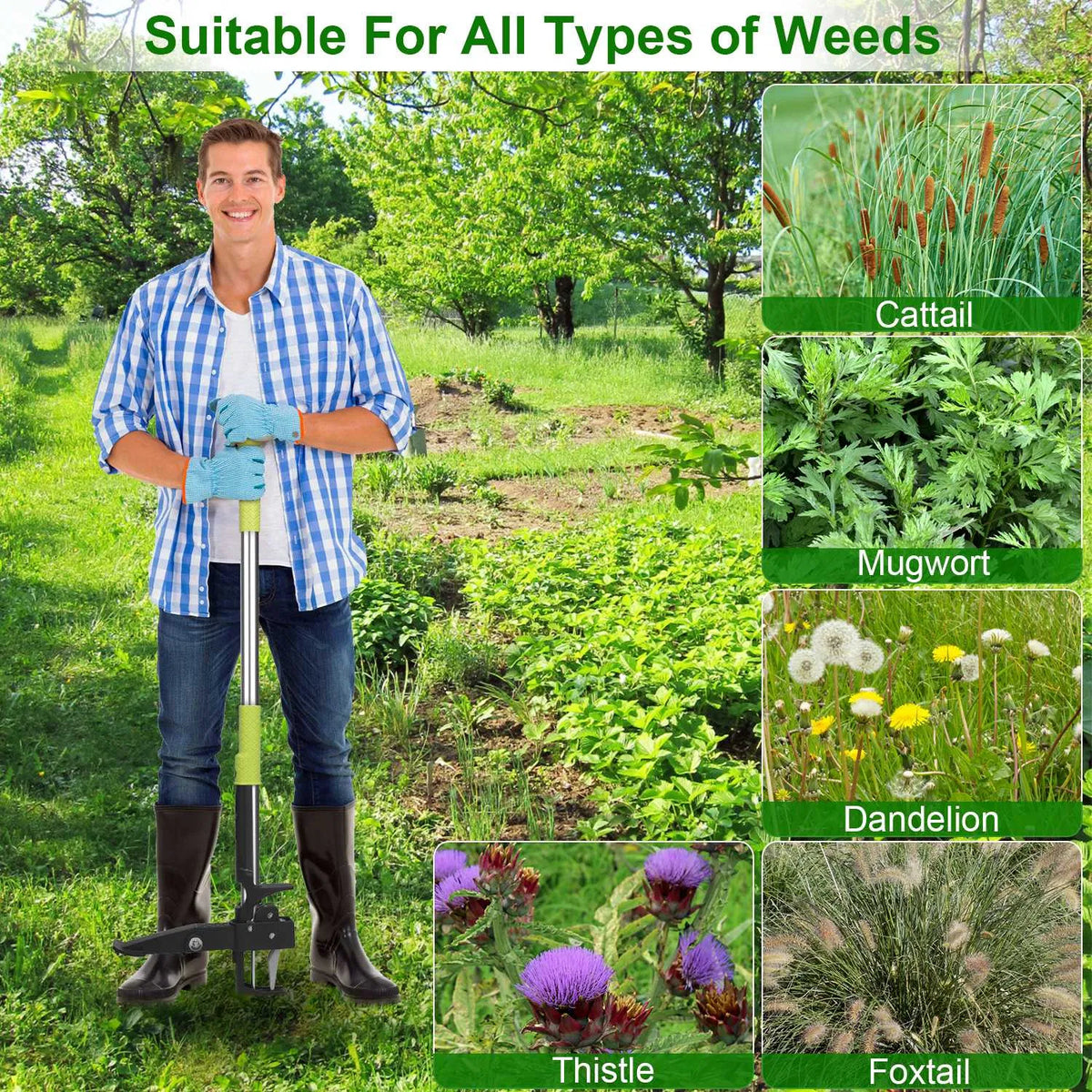 38.97in Aluminum Weed Puller Stand Up Weeder Without Bending Kneeling Manual - Image 2