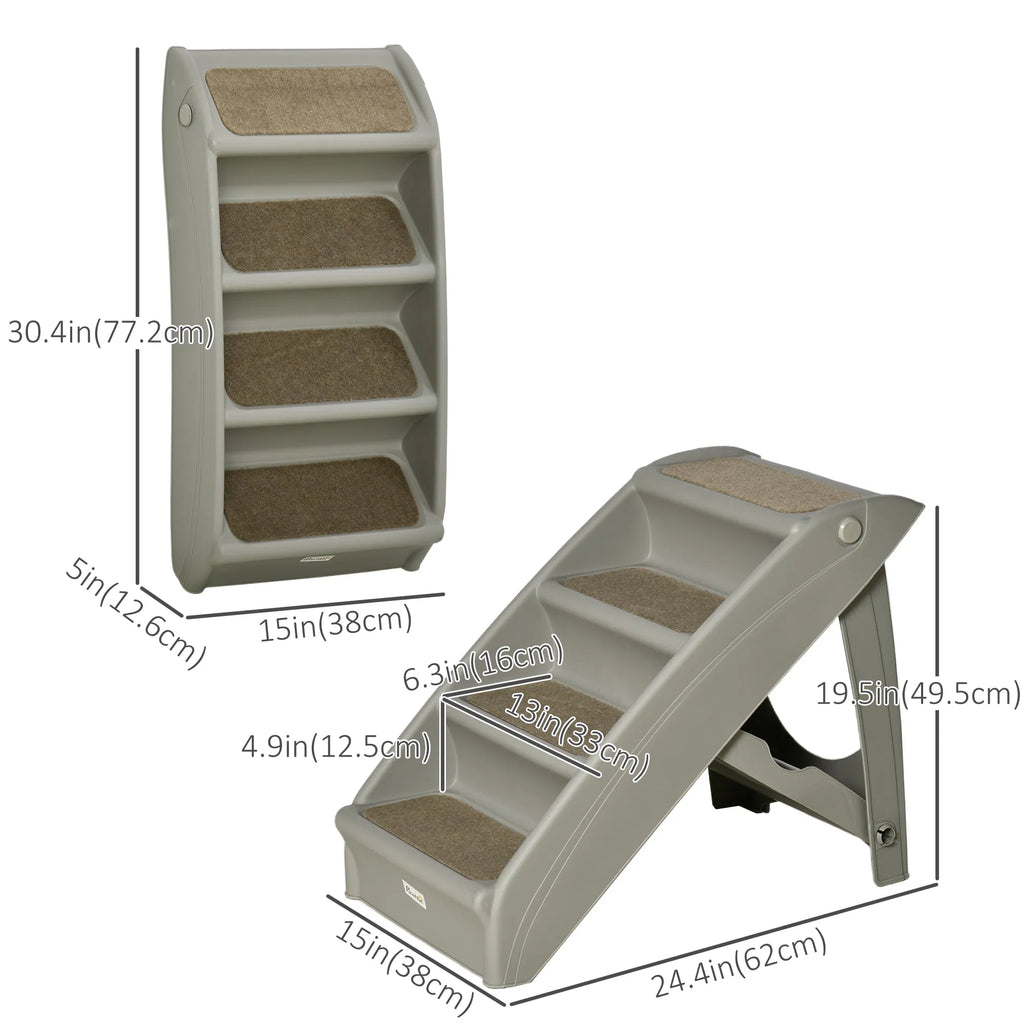 4 Level Portable Dog Stairs Foldable Dog Steps for Small Dogs Lightweight Cat - Image 3