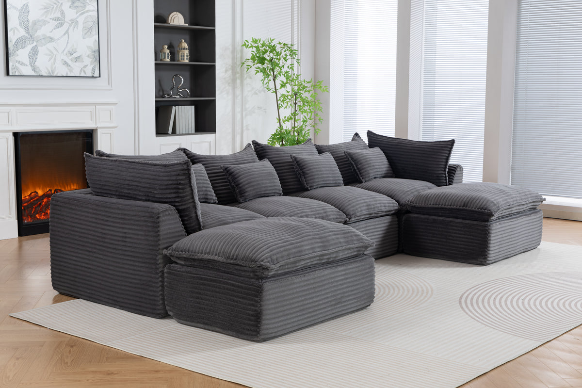 129.8" Width Cloud Couch Oversized Modular Sectional Sofa True Relax Comfy - Image 5