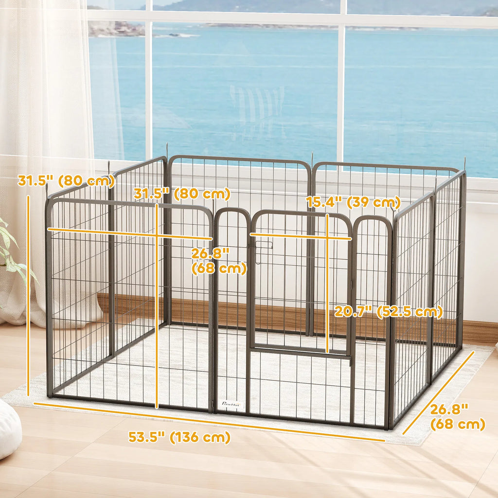 31.5" Dog Playpen Indoor Outdoor Portable Foldable 8 Panels Pet Playpen with