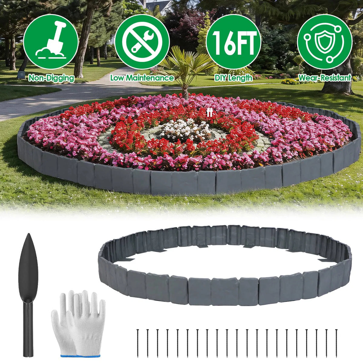 Flexible Cobblestone Landscape Edging Weather Resistant PVC Garden Border - Image 5