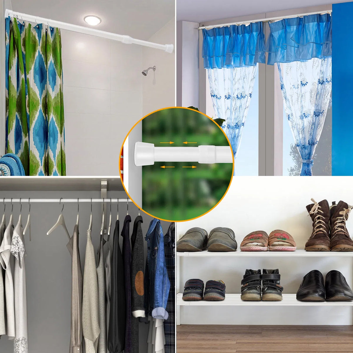 Heavy Duty Tension Curtain Rod Non Slip Carbon Steel Spring Loaded Curtain Rod - Image 2