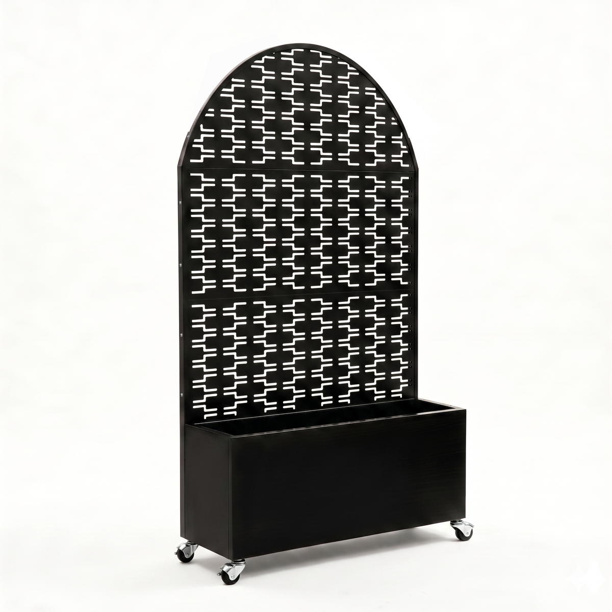 71in arched metal outdoor privacy screen with planter box product view 5