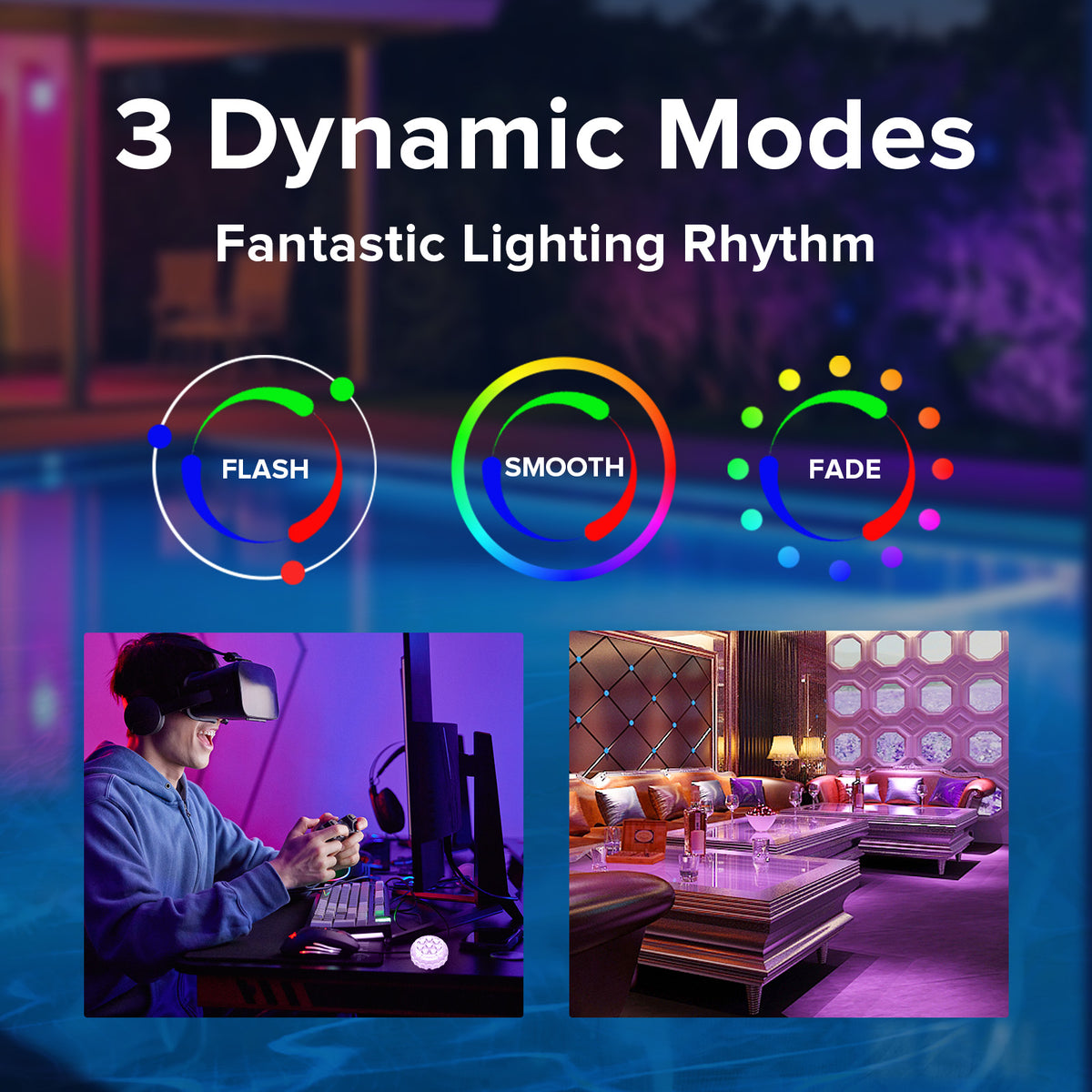 SANSI IP68 Waterproof RGB Pool Light Summer Rechargeable 20Hrs Outdoor LED - Image 2