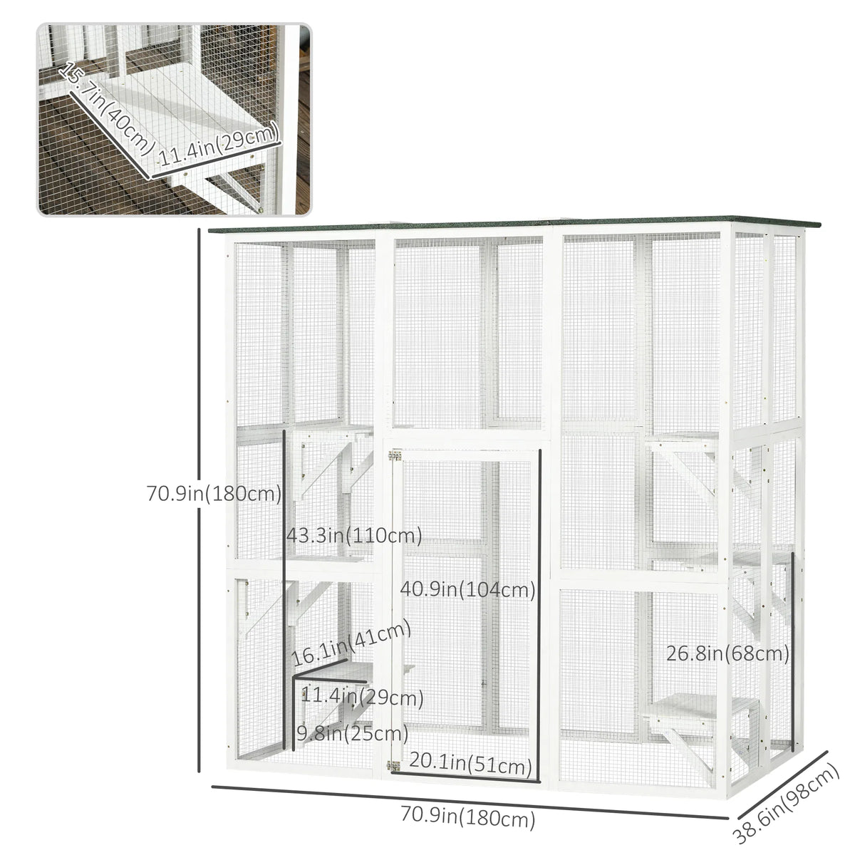 Large Outdoor Catio Enclosure Wooden Cat Patio with 6 Balanced Platforms and - Image 3