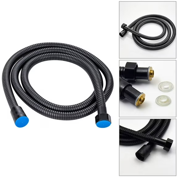 1.5M Black Shower Hose Stainless Steel 201 Flexible Shower Head Hose With - Image 4
