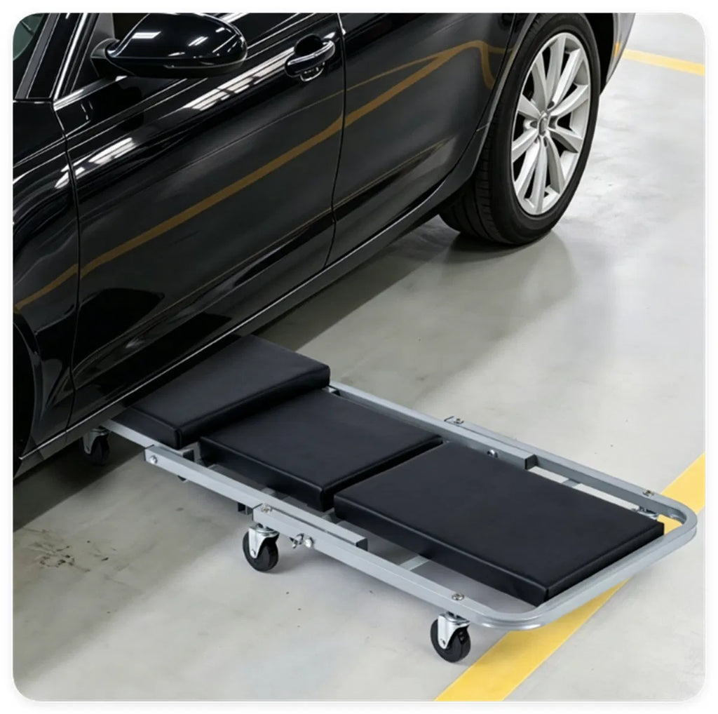 40" 2 in 1 Mechanic Creeper Seat with 360 Swivel Casters Heavy Duty Metal - Image 4