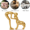 Golden Man And Dog Statue Decorative Pet Figurine Memorial Gift For Home