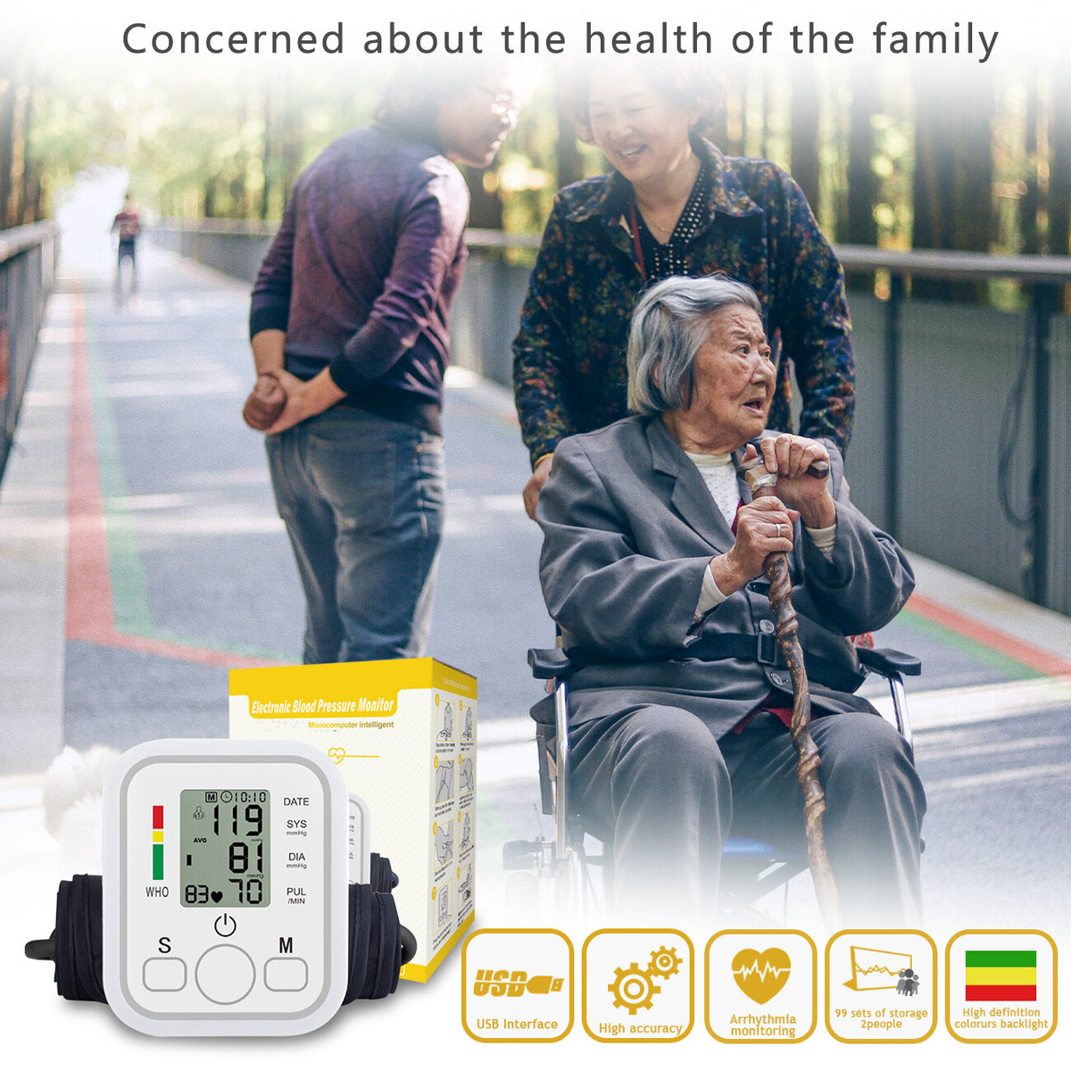 Automatic Digital Blood Pressure Monitor Upper Arm Machine Pulse Meter Cuff LCD - Image 3