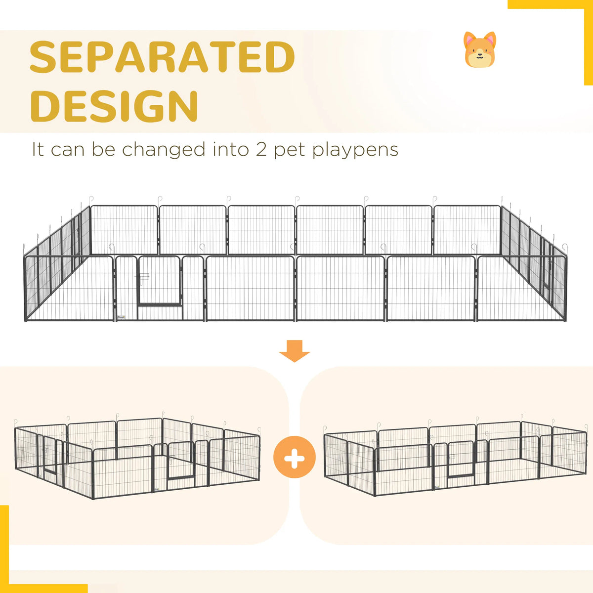 24 Panel 24" Height Heavy Duty Dog Playpen for Small Medium Dogs Grey