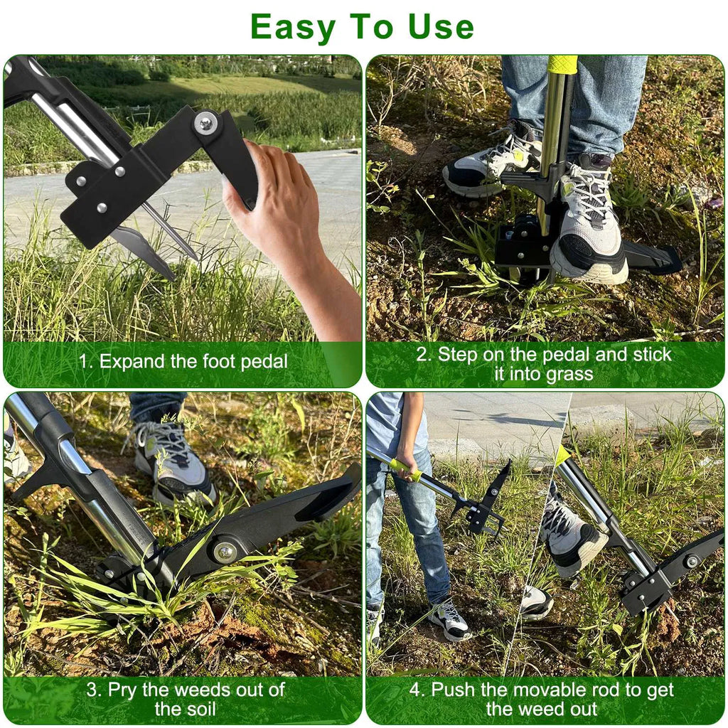 38.97in Aluminum Weed Puller Stand Up Weeder Without Bending Kneeling Manual