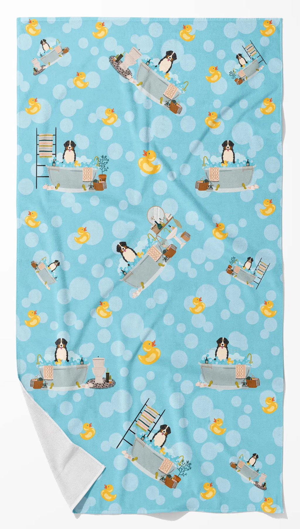 Bernese Mountain Dog In Bathtub Bath Towel Large Oversized Plush Fitness Body