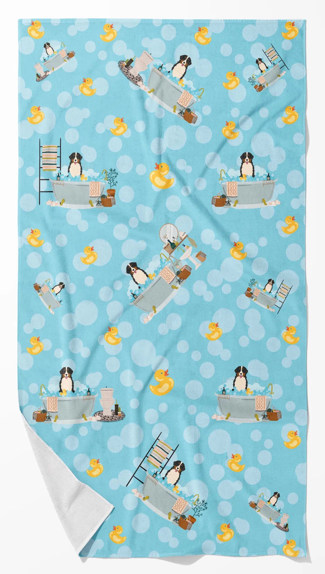 Bernese Mountain Dog In Bathtub Bath Towel Large Oversized Plush Fitness Body