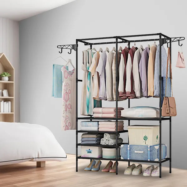 Metal Garment Rack Shoe Clothing Organizer Shelves Freestanding Multifunctional - Image 3