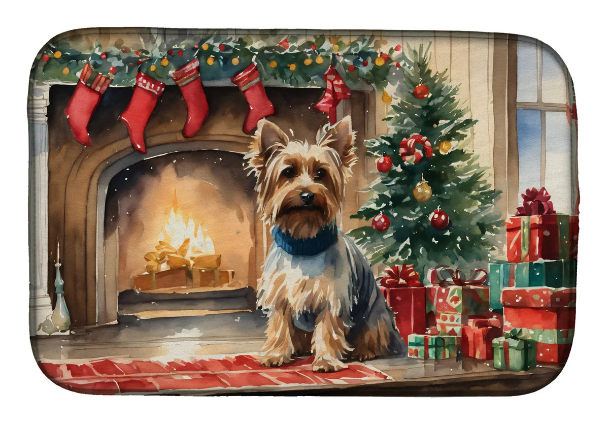 Silky Terrier Cozy Christmas Dish Drying Mat Absorbent Dish Drying Mat Pad for - Image 5